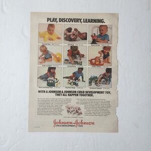 Vintage Print Ad Johnson & Johnson child development toys clipping 1983 8x10.5